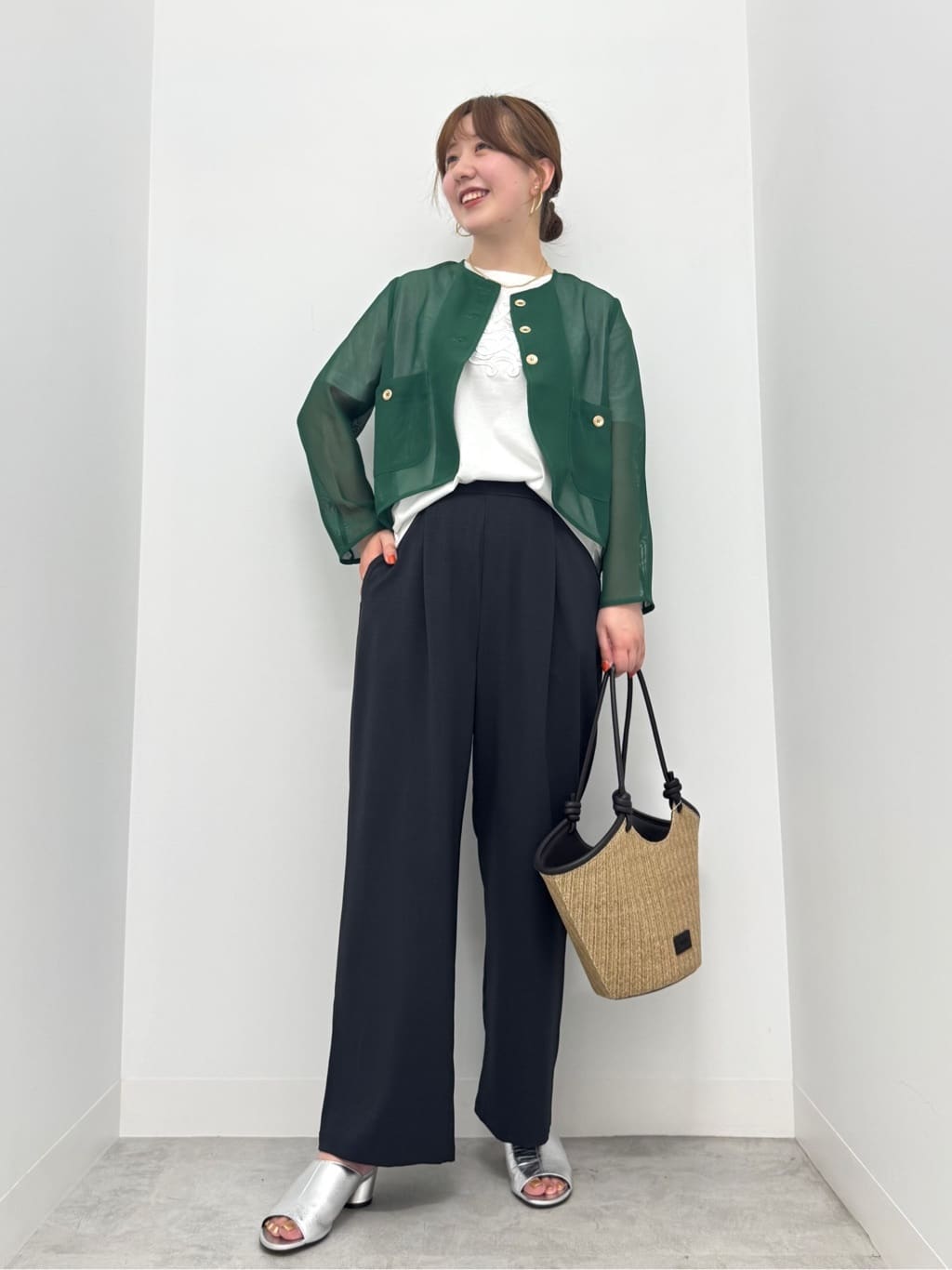 Vinのノーカラーメッシュジャケットを使ったコーディネートを紹介します。｜Rakuten Fashion(楽天ファッション／旧楽天ブランドアベニュー)5789494