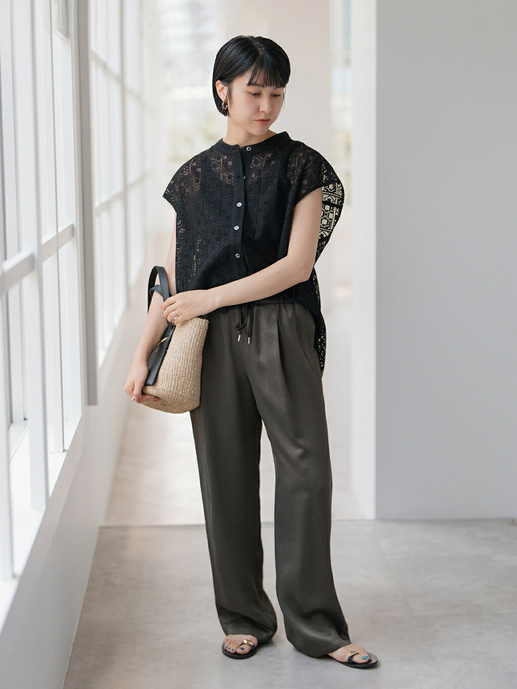 Spick & Span | 《WEB限定 / 追加》ワッシャーサテンイージーパンツ