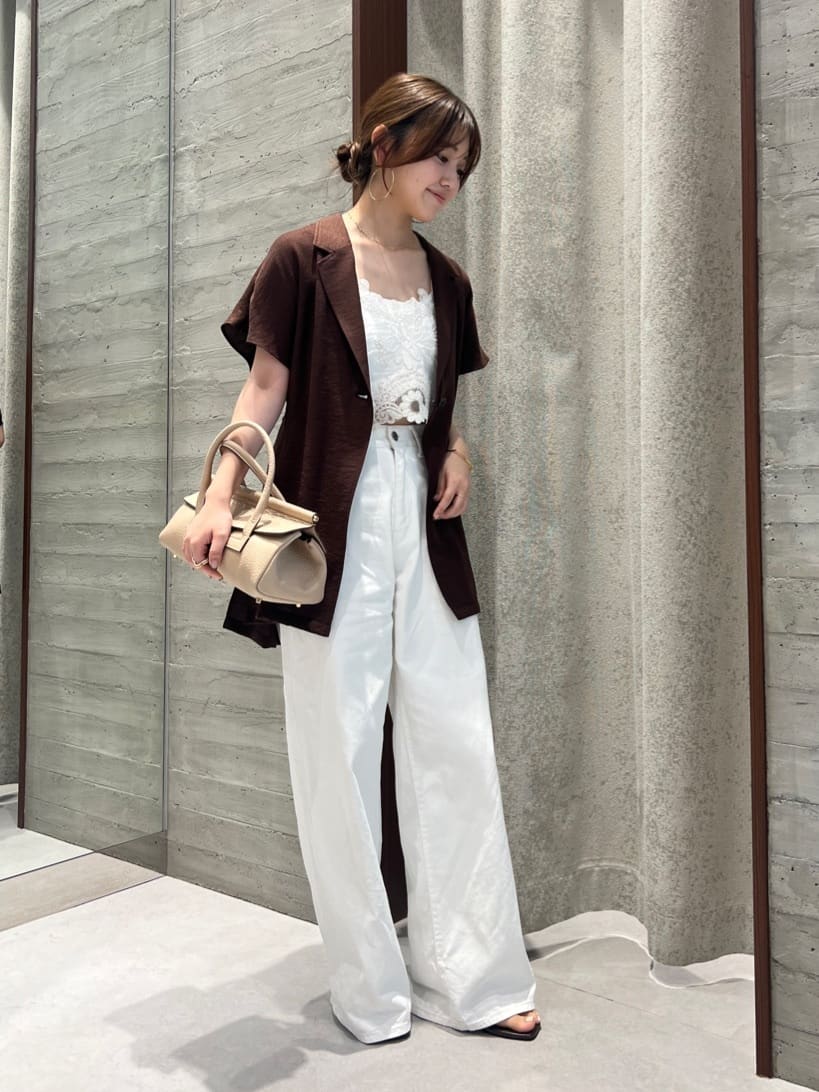 NOBLE 【洗える】ファジーリネンニュアンスベルテッドブラウス