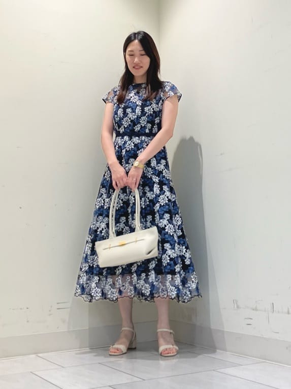 ANAYI | フラワーチュールボートネックワンピース | Rakuten Fashion