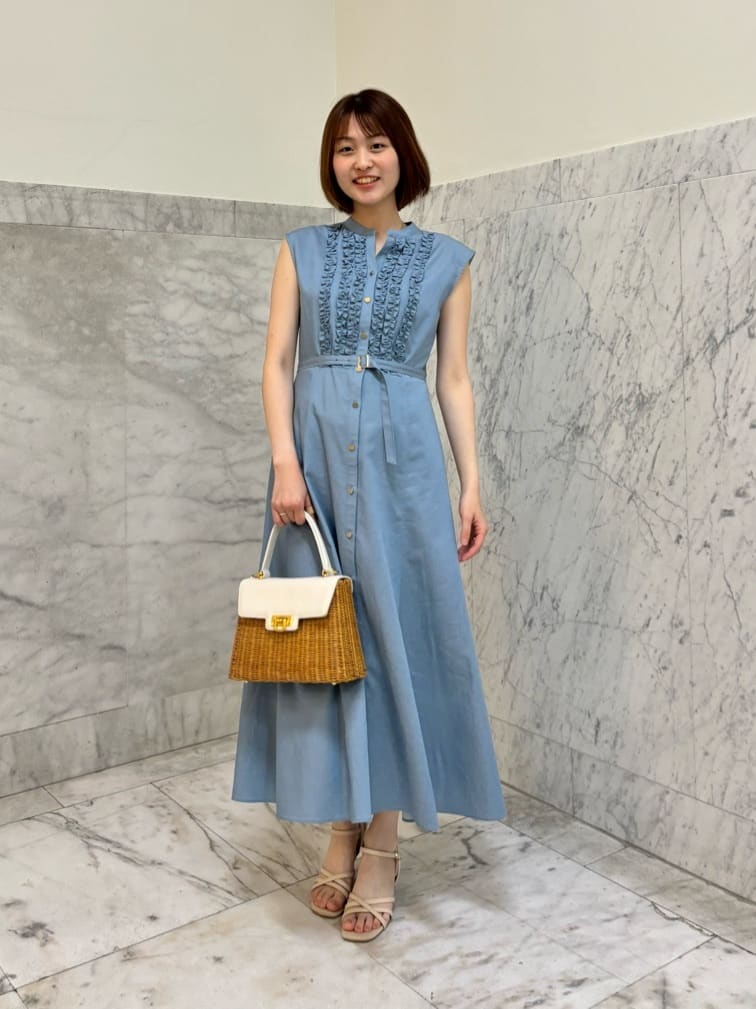 ANAYI | デニムライクツイルフリルワンピース | Rakuten Fashion(楽天