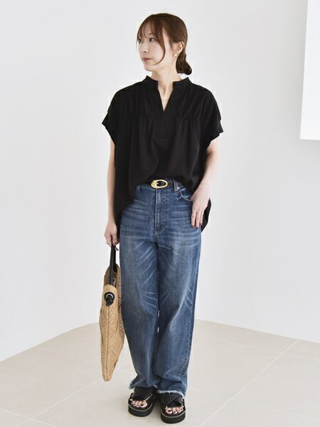 SHIPS for women / シップスウィメン quaranciel:〈洗濯機可能〉フリルカラー リボン フレンチスリーブ ブラウス SHIPS｜quaranciel:<洗濯機可能>フリルカラー リボン フレンチ
