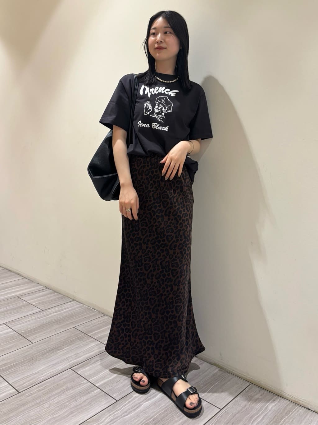 IENA BLACK フレンチクックTシャツ（BLACK フレンチクック T