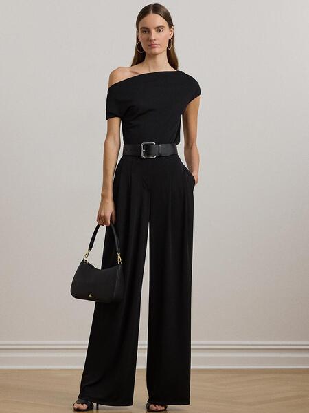 RALPH LAURENのプリーテッド ストレッチ ジャージー ワイドレッグ パンツを使ったコーディネートを紹介します。｜Rakuten Fashion(楽天ファッション／旧楽天ブランドアベニュー)5872877