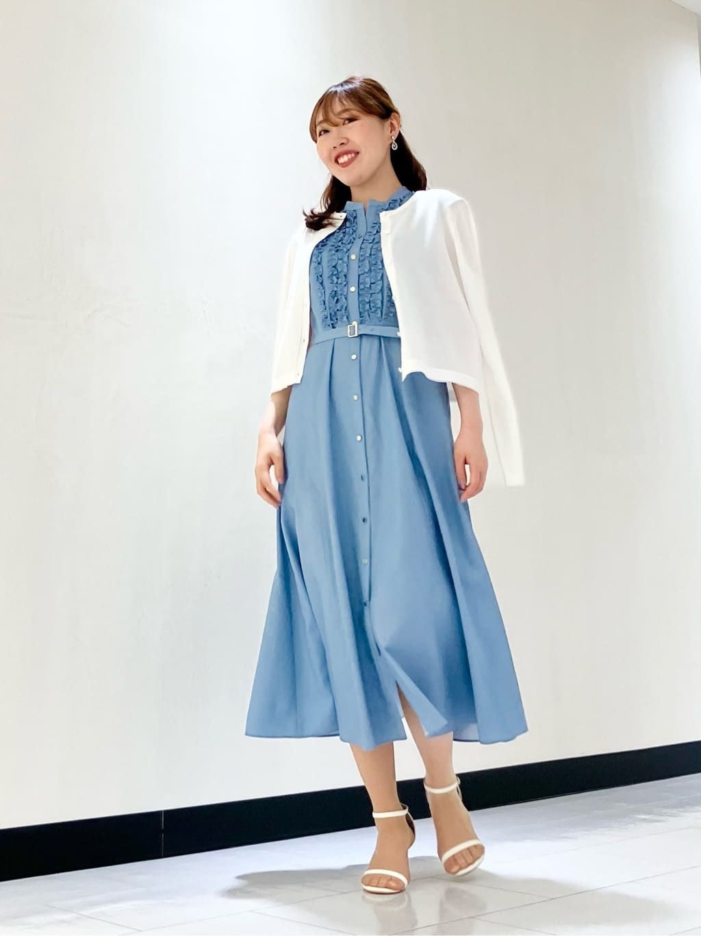 ANAYI | デニムライクツイルフリルワンピース | Rakuten Fashion(楽天