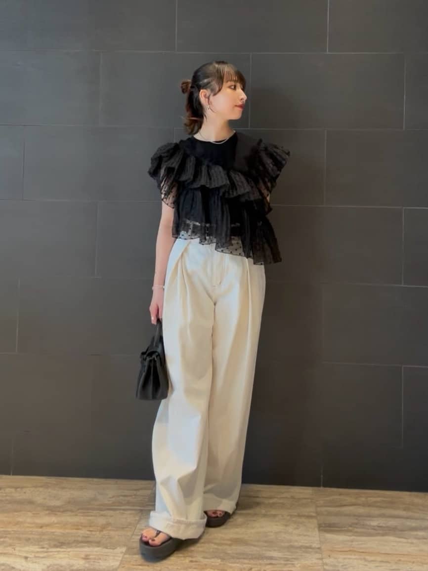 UNITED ARROWS LTD. OUTLET | プリーツフリル コンビ カットソー BLK