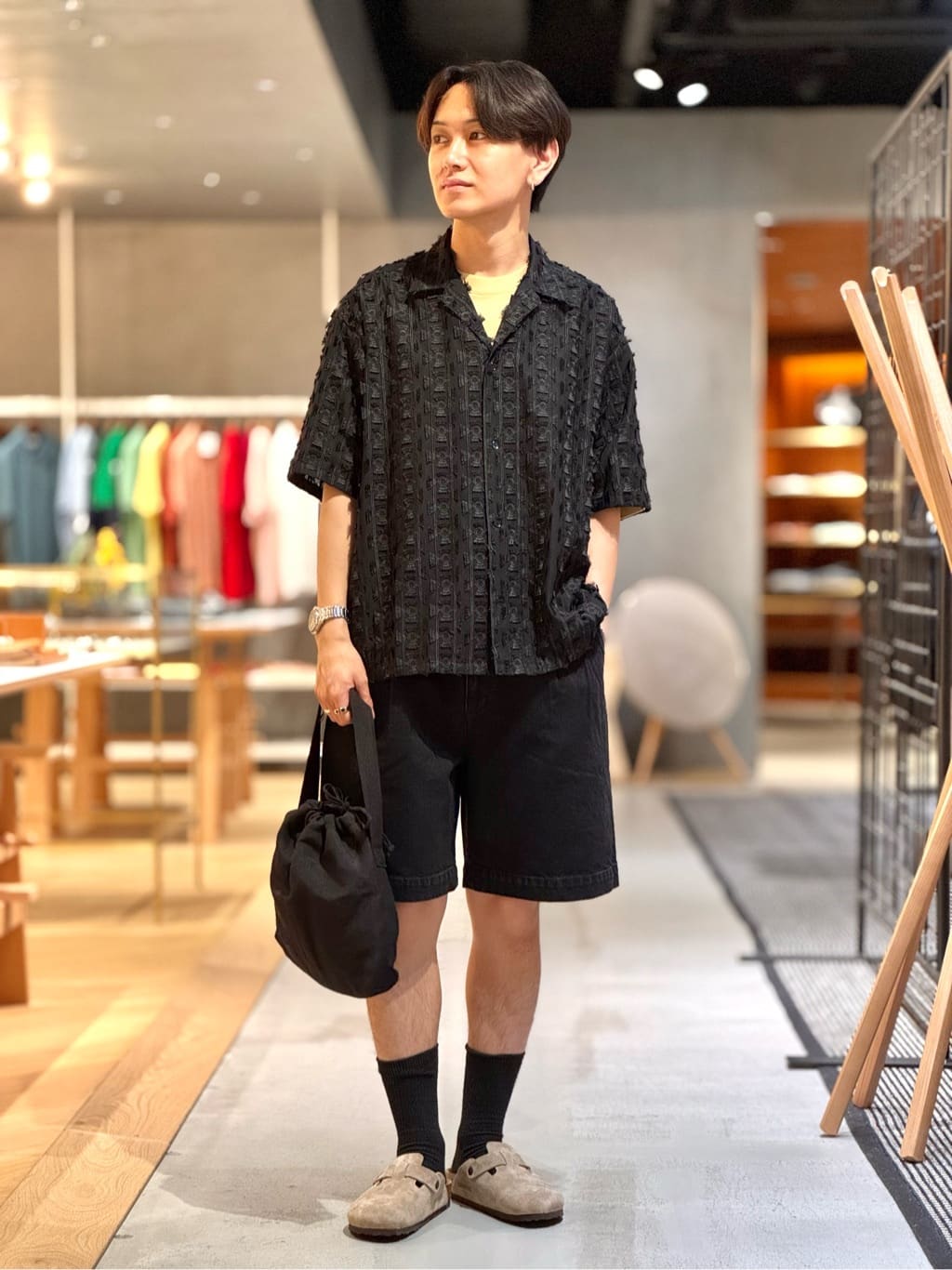 【BLACK】<H>デニム 2P ワイドショートパンツ H＞デニム 2P ワイドショートパンツ