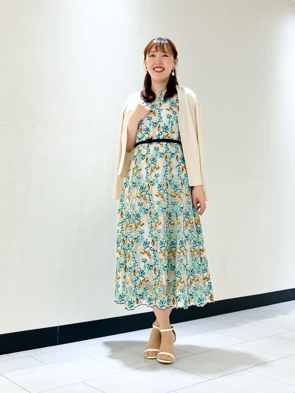 ANAYI | フラワーチュールボートネックワンピース | Rakuten Fashion