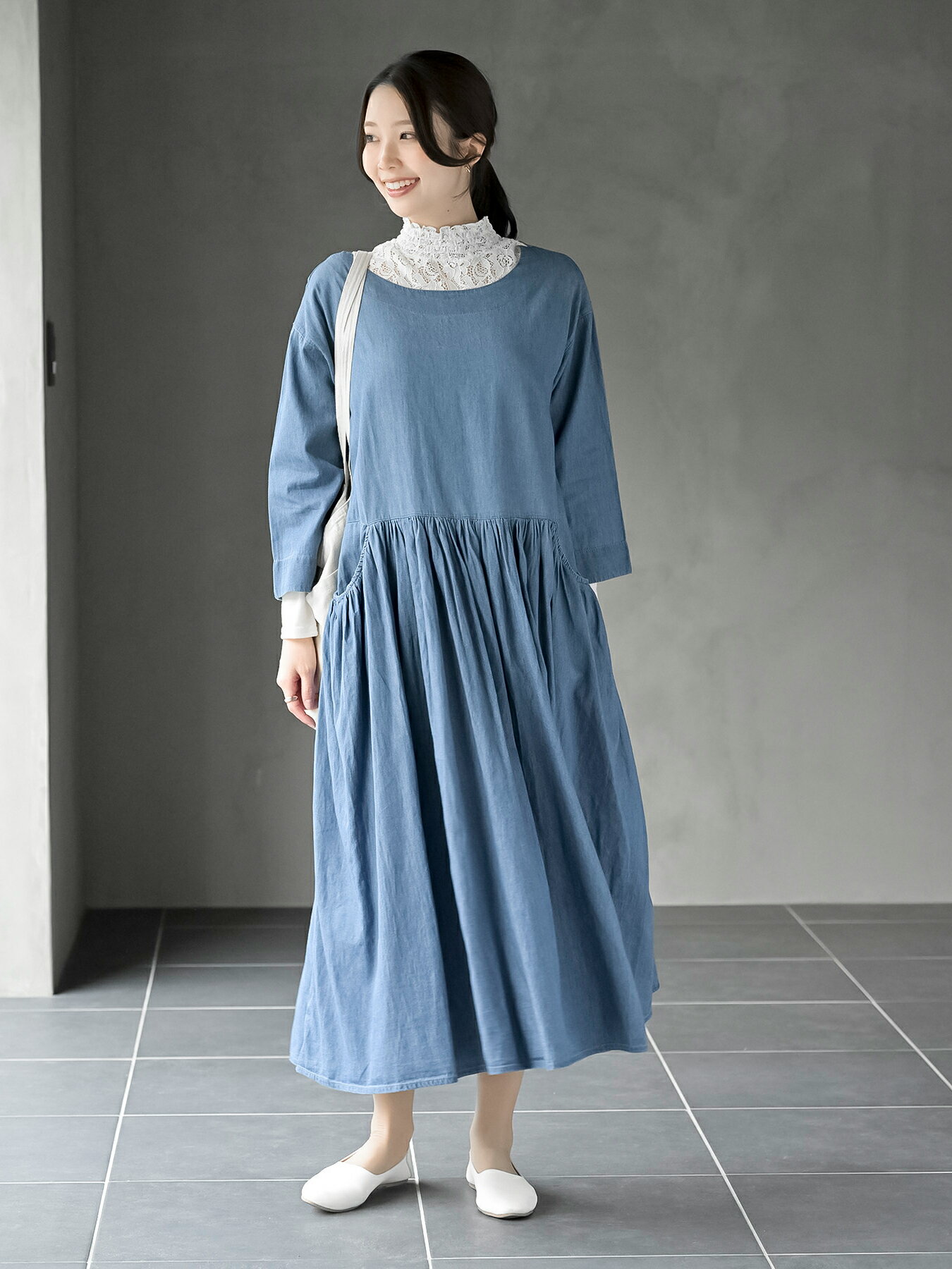rps | ウエスト切替7分袖デニムギャザーワンピース | Rakuten Fashion
