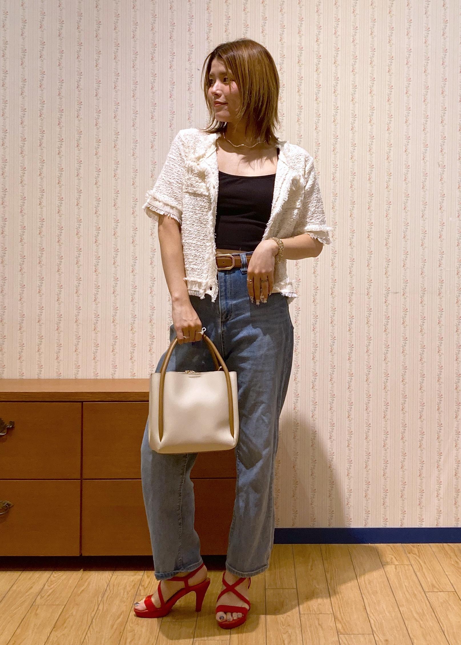 ROPE' PICNICの【サマー・ツイード】ハーフスリーブカーディガンを使ったコーディネートを紹介します。｜Rakuten Fashion(楽天ファッション／旧楽天ブランドアベニュー)5908953