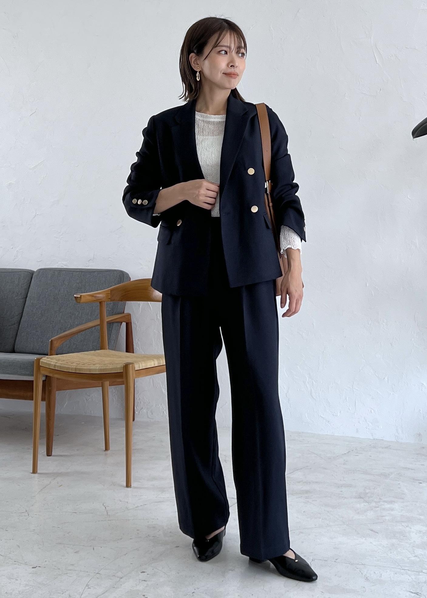 ROPE' PICNICのレディハンサムシリーズ ウールライク金ボタンジャケット(半裏地)/セットアップ・通勤対応を使ったコーディネートを紹介します。｜Rakuten Fashion(楽天ファッション／旧楽天ブランドアベニュー)5933303