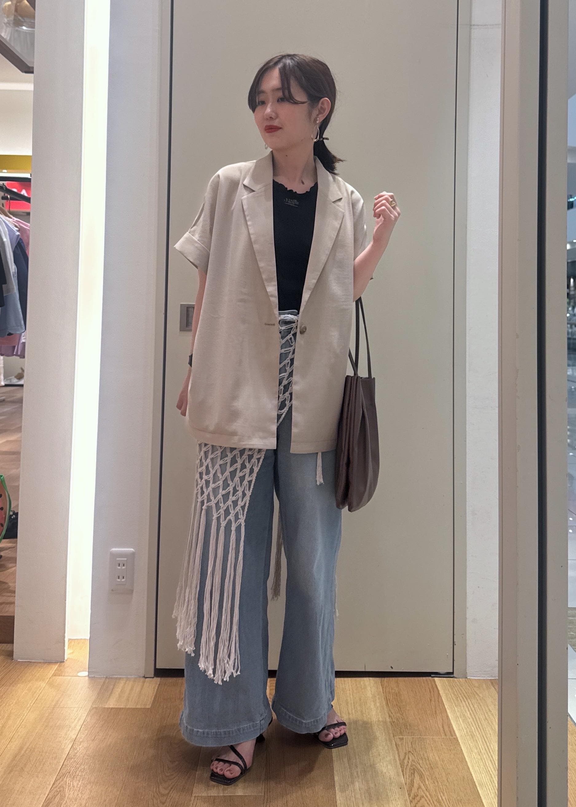 ROPE' PICNICの【接触冷感・UVカット・速乾】【リネンライク・シリーズ】シアーハーフスリーブジャケット/セットアップを使ったコーディネートを紹介します。｜Rakuten Fashion(楽天ファッション／旧楽天ブランドアベニュー)5934270