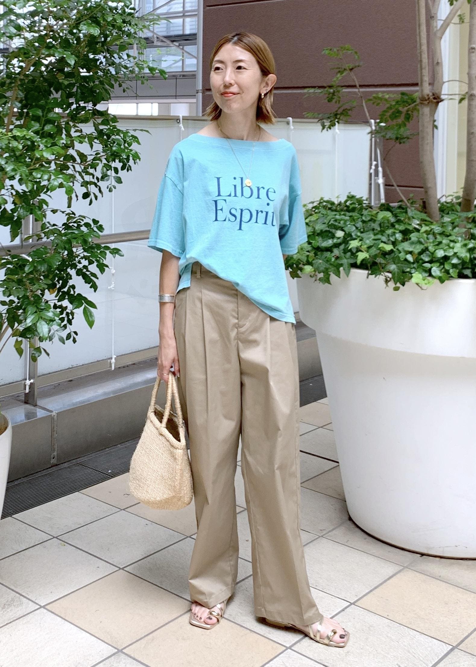 ROPE' PICNICのオフショルプリントハーフスリーブTシャツを使ったコーディネートを紹介します。｜Rakuten Fashion(楽天ファッション／旧楽天ブランドアベニュー)5960867