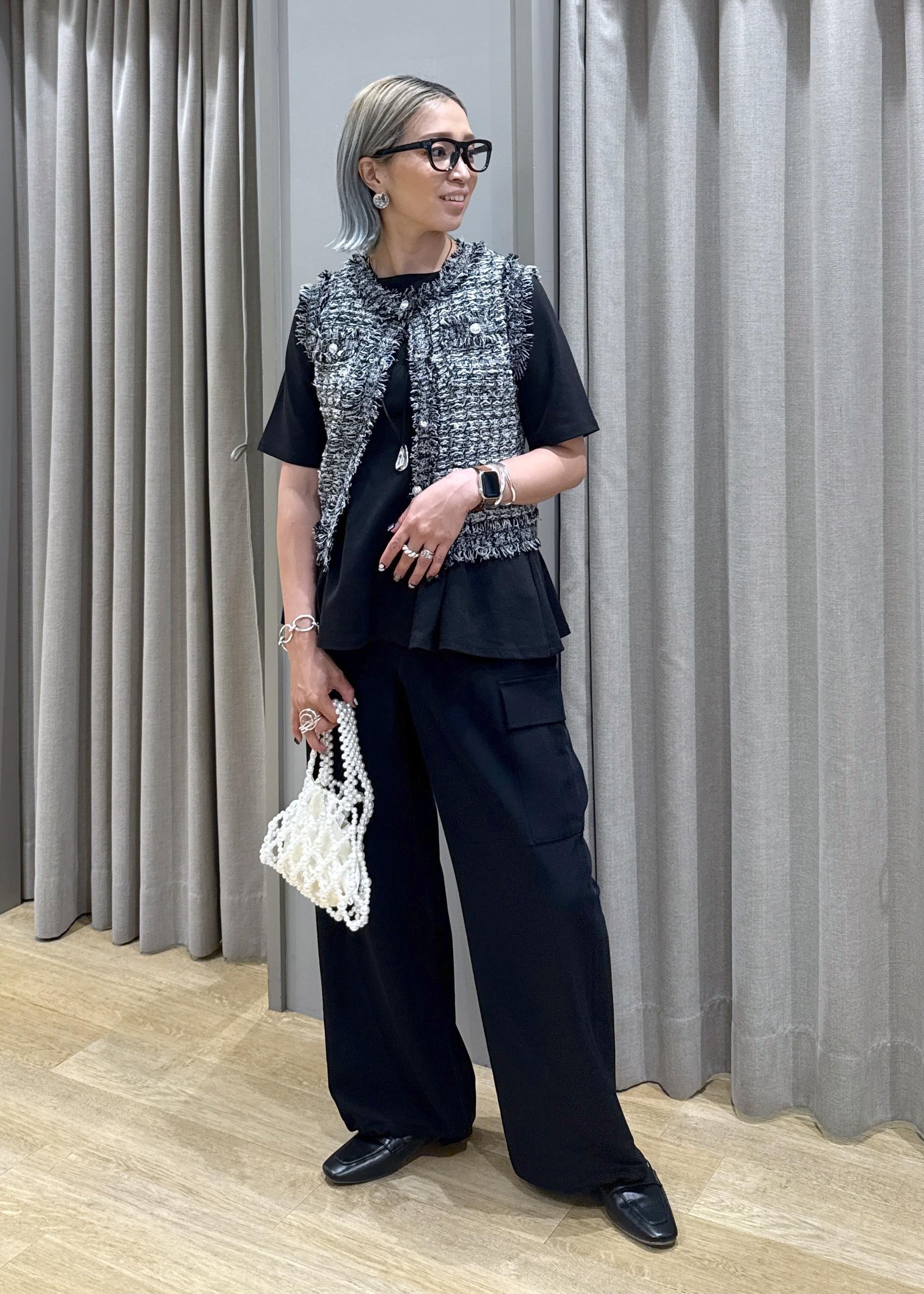 ROPE' PICNICの【WEB限定カラー】【サマー・ツイード】着丈が選べるジレベスト/スリーブレスカーディガンを使ったコーディネートを紹介します。｜Rakuten Fashion(楽天ファッション／旧楽天ブランドアベニュー)5994024