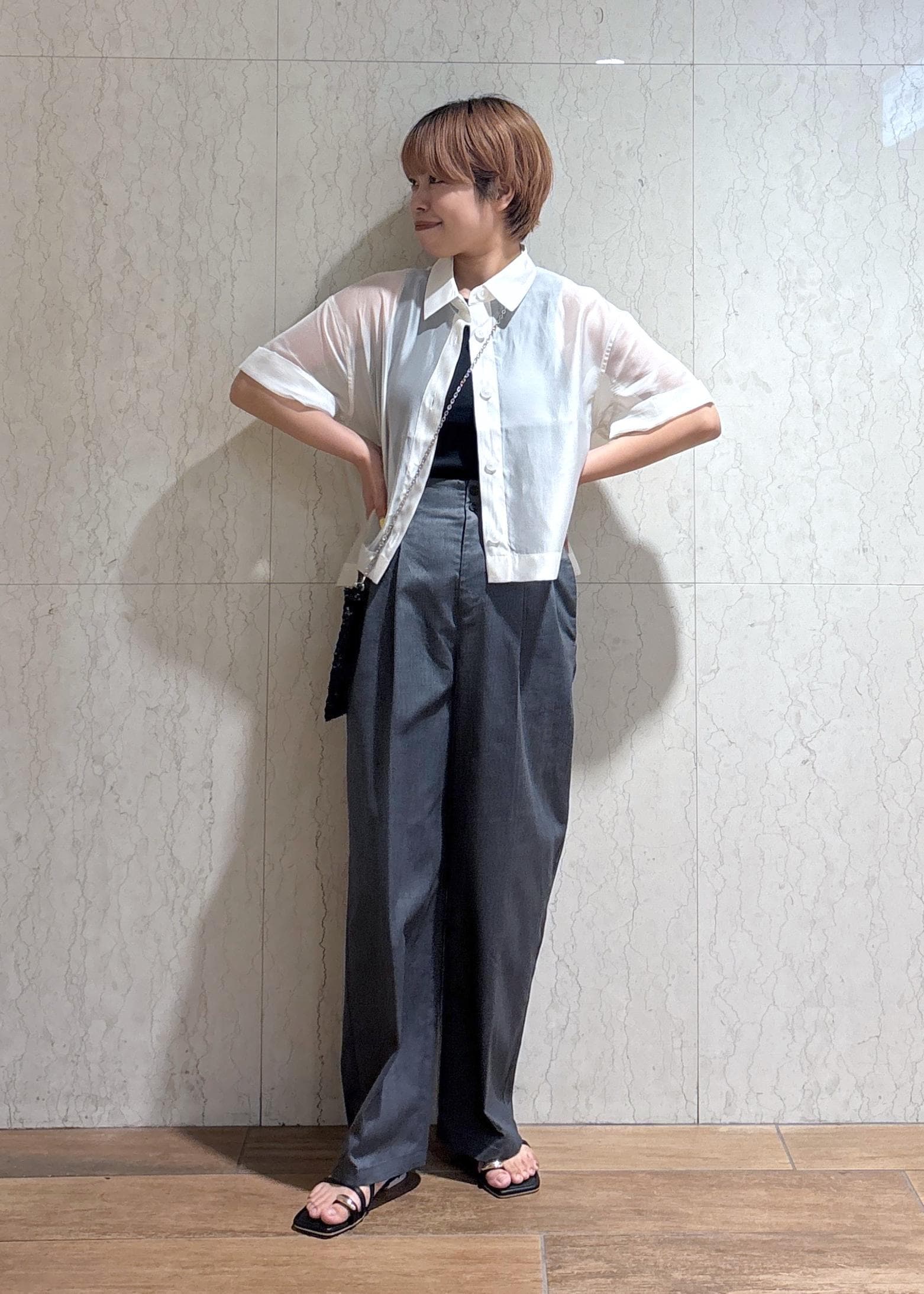 ROPE' PICNICの【接触冷感】ハーフスリーブシアーシャツを使ったコーディネートを紹介します。｜Rakuten Fashion(楽天ファッション／旧楽天ブランドアベニュー)6028768