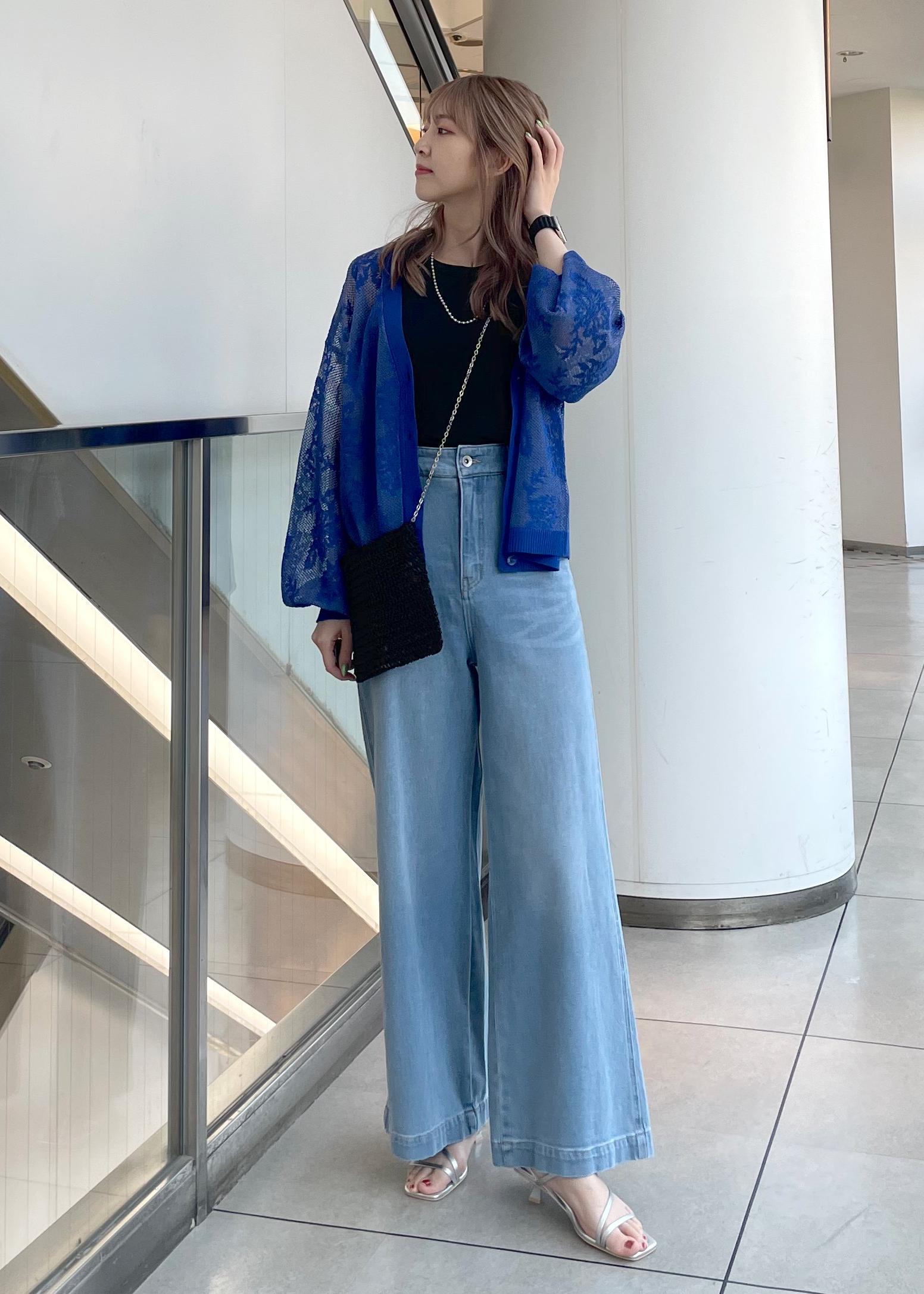 ROPE' PICNICの透かし編み花柄Vネックカーディガンを使ったコーディネートを紹介します。｜Rakuten Fashion(楽天ファッション／旧楽天ブランドアベニュー)6028952