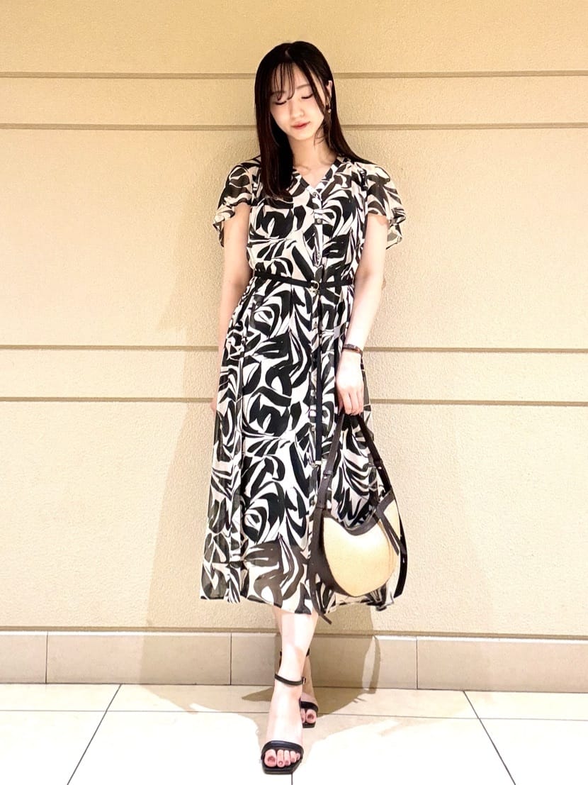 ANAYI | アートリーフシフォンロング ワンピース | Rakuten Fashion