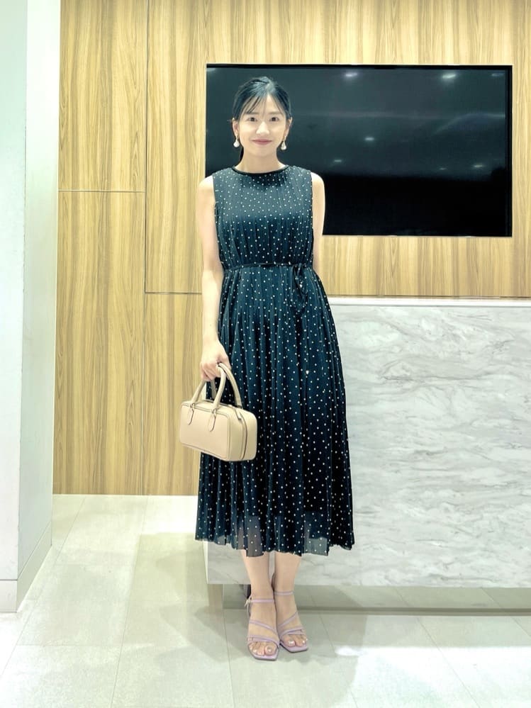 ANAYI | ソフトジャージドットプリーツワンピース | Rakuten Fashion