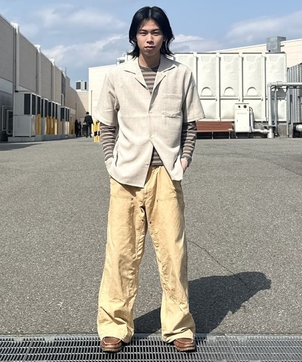 BEAMS HEARTのポリメランジ オープンカラーシャツ(吸水速乾)を使ったコーディネートを紹介します。｜Rakuten Fashion(楽天ファッション／旧楽天ブランドアベニュー)5915685
