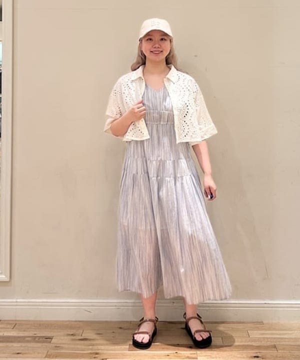 BEAMS HEARTのインディア ストライプ柄 ノースリーブ ワンピース