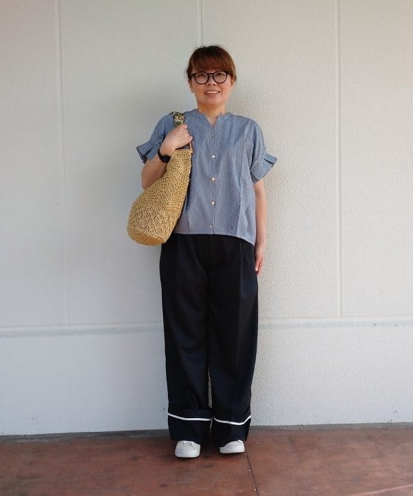 BEAMS HEARTの【WEB限定色あり/ベストセラー/ウォッシャブル/半袖】スキッパーネック カットソー 25SS きれいめ お仕事 ブラウス見え キーネックを使ったコーディネートを紹介します。｜Rakuten Fashion(楽天ファッション／旧楽天ブランドアベニュー)5915835