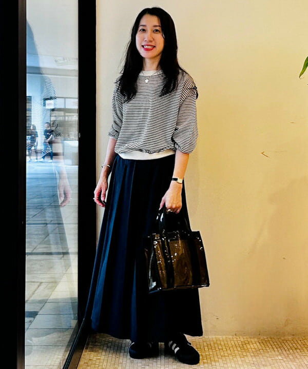 BEAMS HEARTのシアーボーダー 2WAY カーディガン(手洗い可能)を使ったコーディネートを紹介します。｜Rakuten Fashion(楽天ファッション／旧楽天ブランドアベニュー)5916511