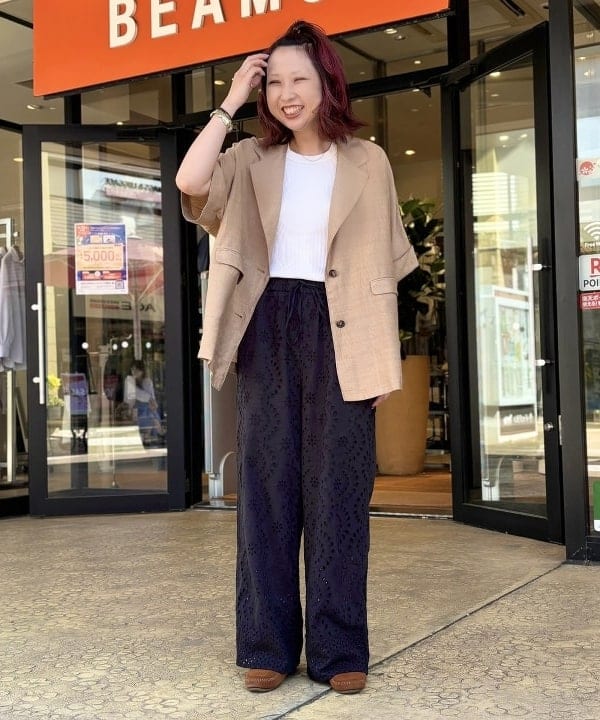 BEAMS HEARTのフレンチスリーブ ジャケット 25SS 夏 半袖ジャケット レディースを使ったコーディネートを紹介します。｜Rakuten Fashion(楽天ファッション／旧楽天ブランドアベニュー)5916822