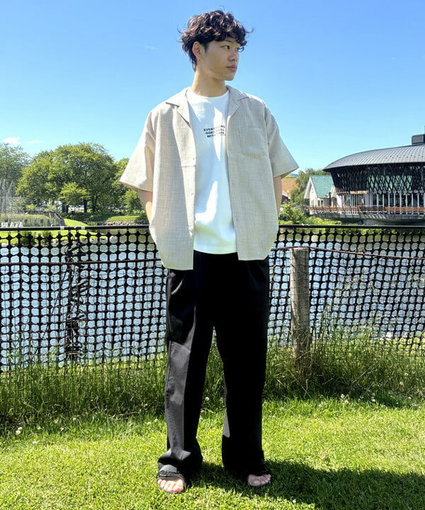 BEAMS HEARTのポリメランジ オープンカラーシャツ(吸水速乾)を使ったコーディネートを紹介します。｜Rakuten Fashion(楽天ファッション／旧楽天ブランドアベニュー)5917109