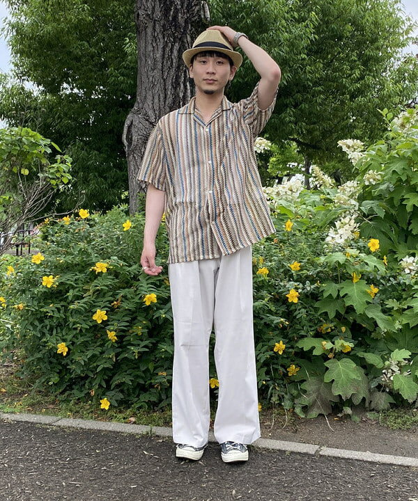BEAMS HEARTのストライプ レース ショートスリーブシャツを使ったコーディネートを紹介します。｜Rakuten Fashion(楽天ファッション／旧楽天ブランドアベニュー)5917122