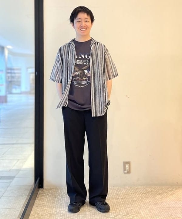 BEAMS HEARTのストライプ レース ショートスリーブシャツを使ったコーディネートを紹介します。｜Rakuten Fashion(楽天ファッション／旧楽天ブランドアベニュー)5917384