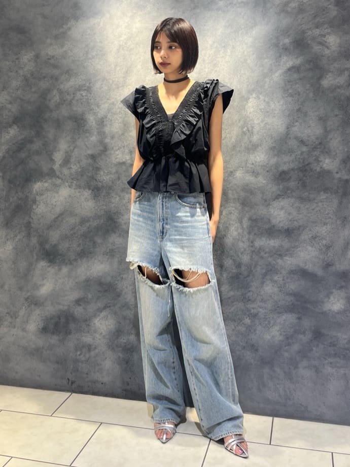 moussy | CUT OUT LOOSE ストレートデニム | Rakuten Fashion(楽天