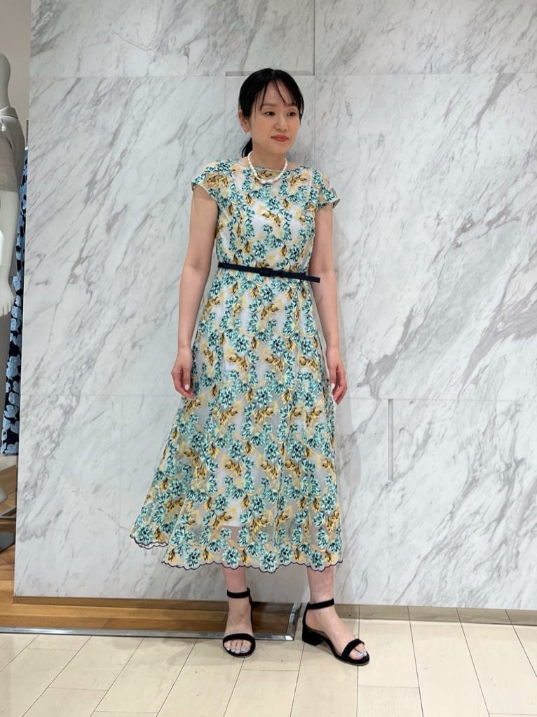 ANAYI | フラワーチュールボートネックワンピース | Rakuten Fashion