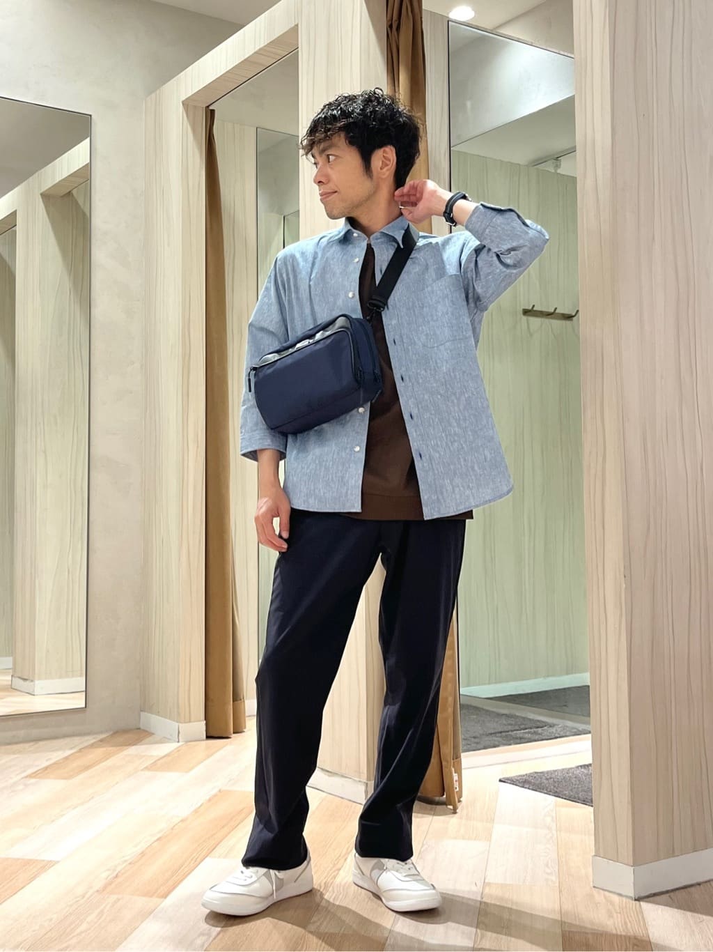 TAKEO KIKUCHIのハイブリッド リネン 7分袖 シャツを使ったコーディネートを紹介します。｜Rakuten Fashion(楽天ファッション／旧楽天ブランドアベニュー)5924289