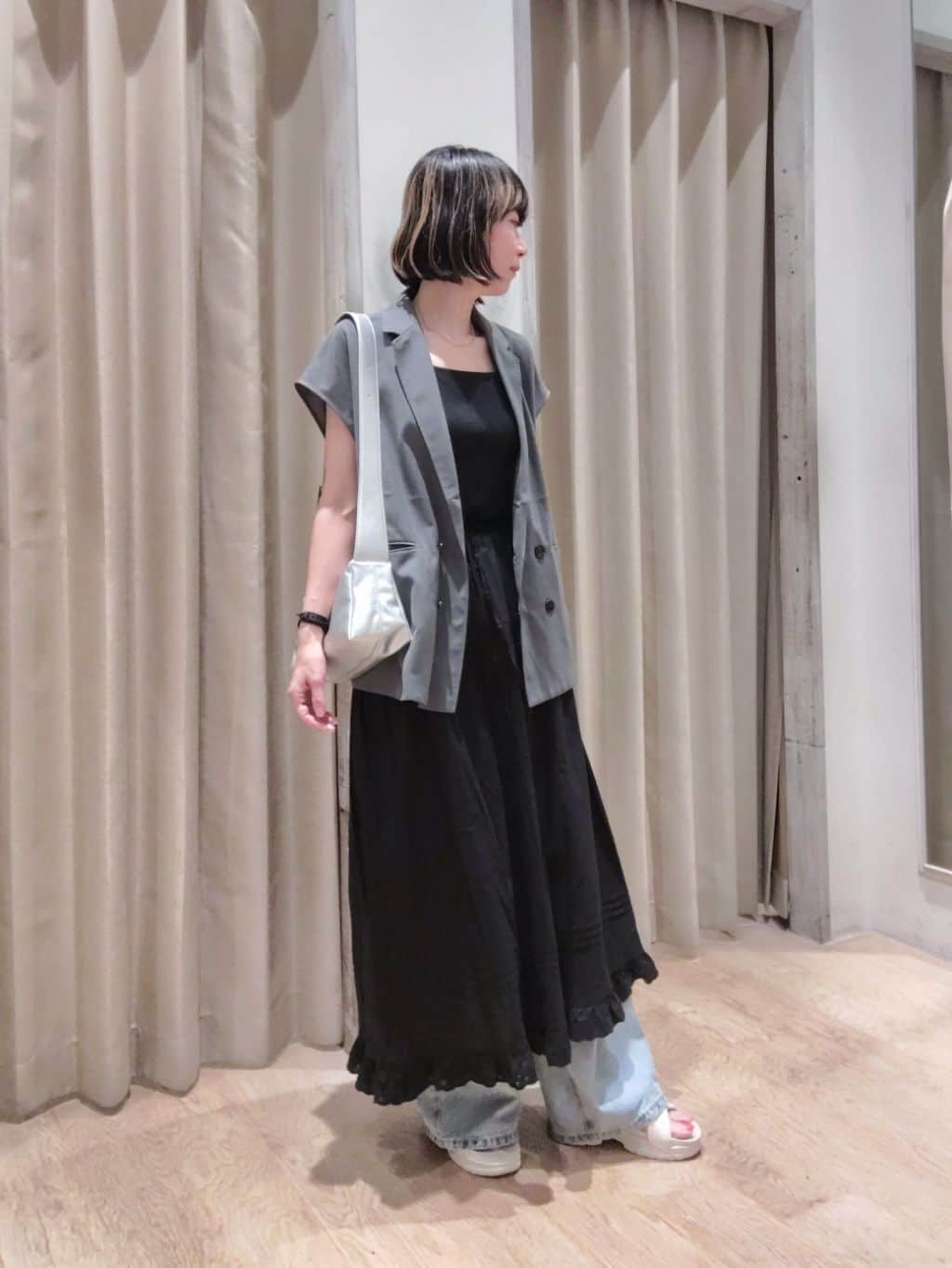 DISCOAT 【umm.】ピンタックレースフレアスカート セール】《2サイズ展開!》【umm.】ピンタックレースフレア