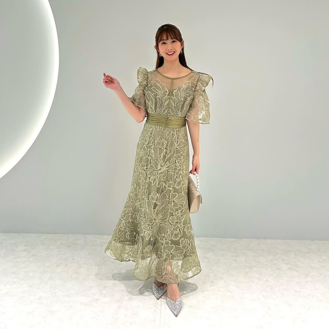 Leja | LEJA-花柄レースシアーフリルマーメイドワンピースドレス 結婚