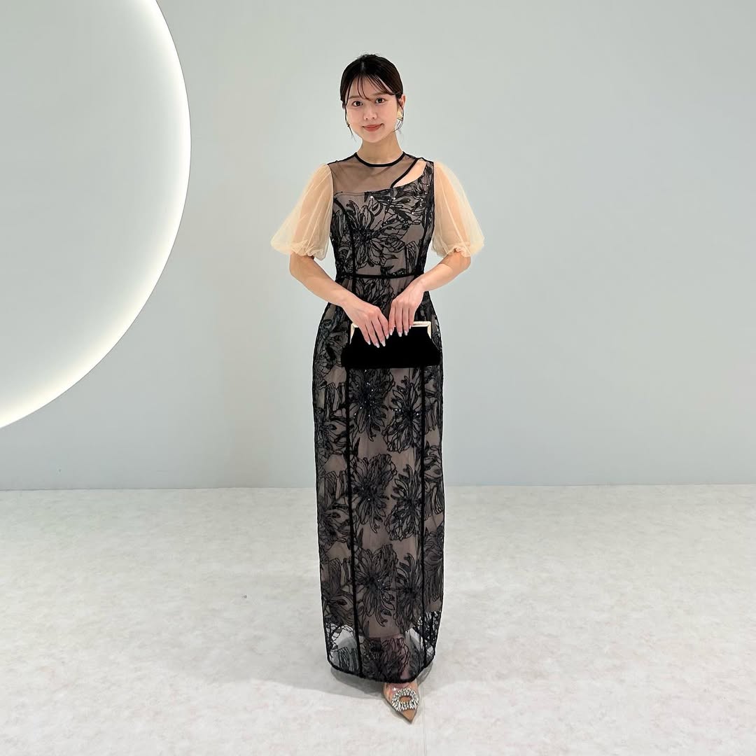 Leja | LEJA-アシンメトリーシアー花柄ワンピースドレス 結婚式