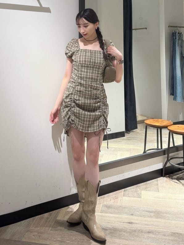 moussyのGATHER RIBBON ミニドレスを使ったコーディネート