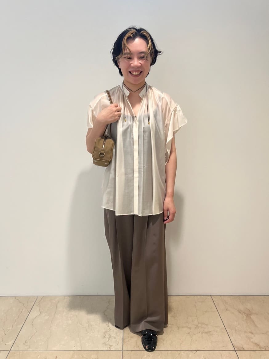 1er Arrondissementのバンドカラーシアーブラウスを使ったコーディネートを紹介します。｜Rakuten Fashion(楽天ファッション／旧楽天ブランドアベニュー)5944003
