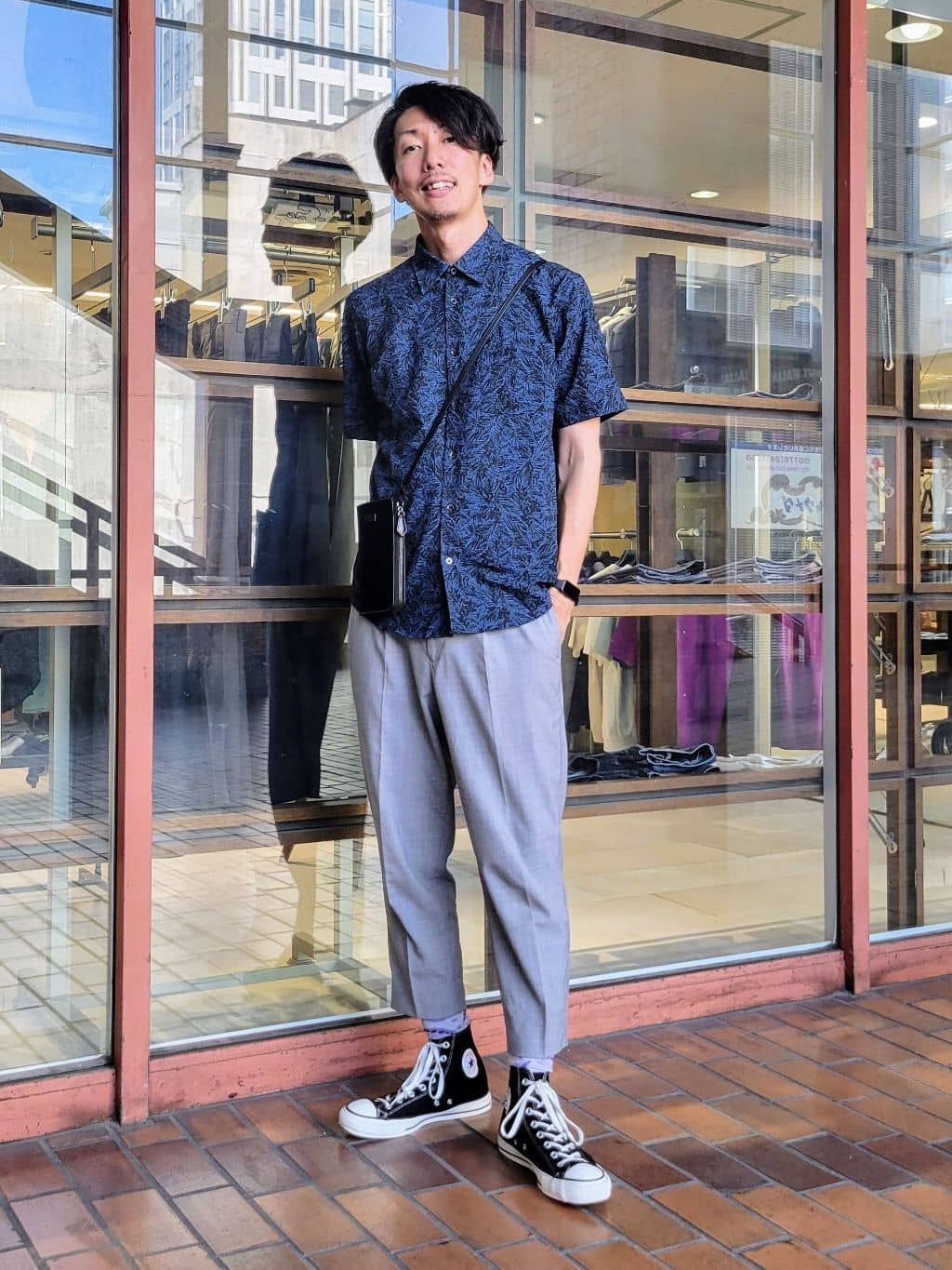 TAKEO KIKUCHIの【無地・チェック・ボタニカル柄】リップル シャツを使ったコーディネートを紹介します。｜Rakuten Fashion(楽天ファッション／旧楽天ブランドアベニュー)5946780