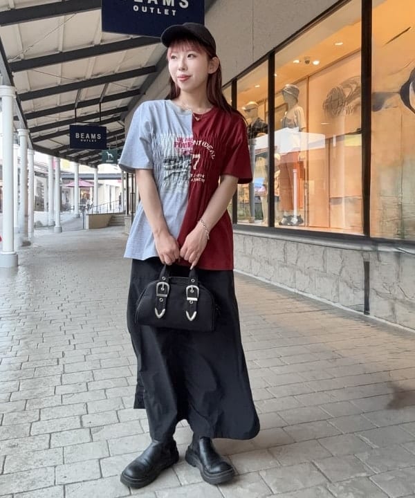 BEAMS HEARTの切り替え シャーリング Tシャツを使ったコーディネートを紹介します。｜Rakuten Fashion(楽天ファッション／旧楽天ブランドアベニュー)5952562