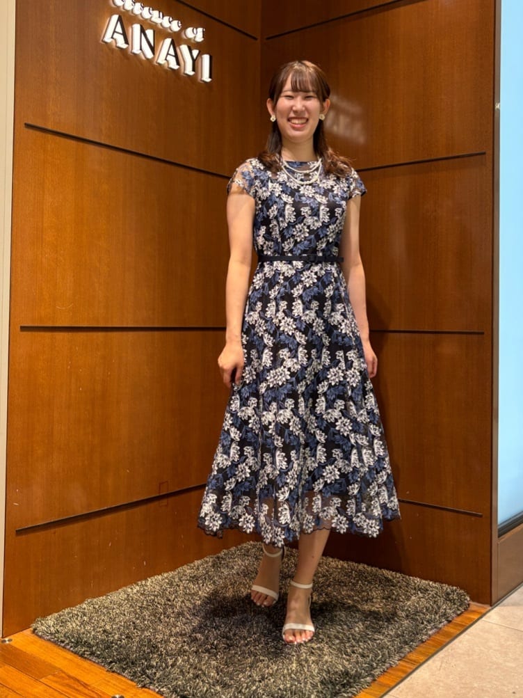 ANAYI | フラワーチュールボートネックワンピース | Rakuten Fashion