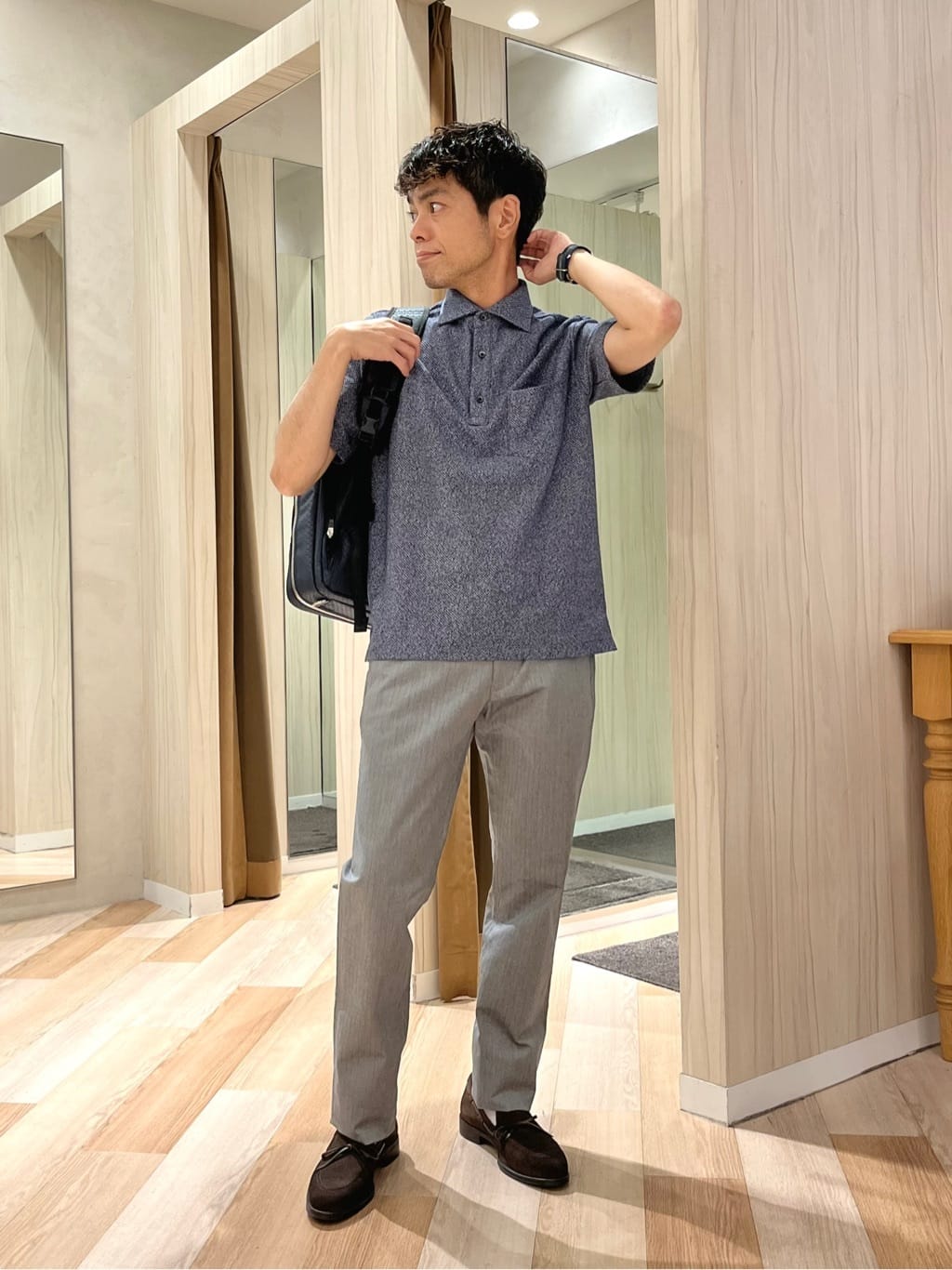 TAKEO KIKUCHIの【尾州織】メランジメッシュ ポロシャツを使ったコーディネートを紹介します。｜Rakuten Fashion(楽天ファッション／旧楽天ブランドアベニュー)5967241
