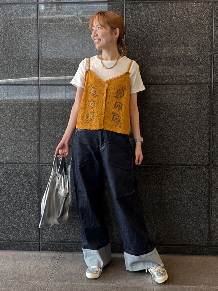 FREAK'S STORE | 透かし編み ビーズ刺繍キャミソール ビスチェ 25AW