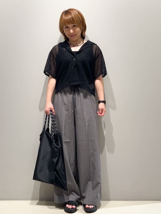 OPAQUE.CLIPのメッシュ開襟シャツ【洗濯機洗い可】を使った