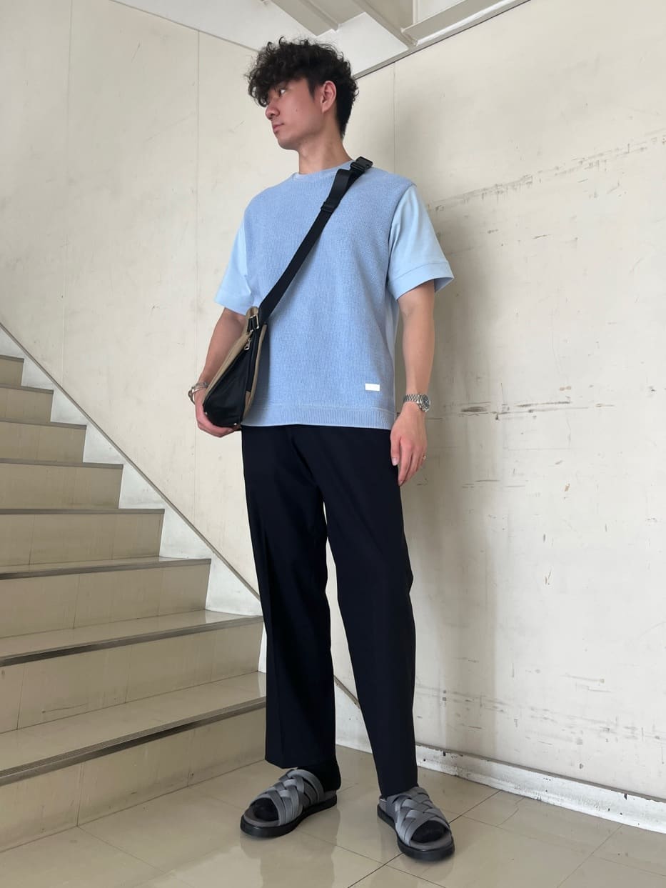 TAKEO KIKUCHIのテクスチャーニット コンビ カットソーを使ったコーディネートを紹介します。｜Rakuten Fashion(楽天ファッション／旧楽天ブランドアベニュー)5981518