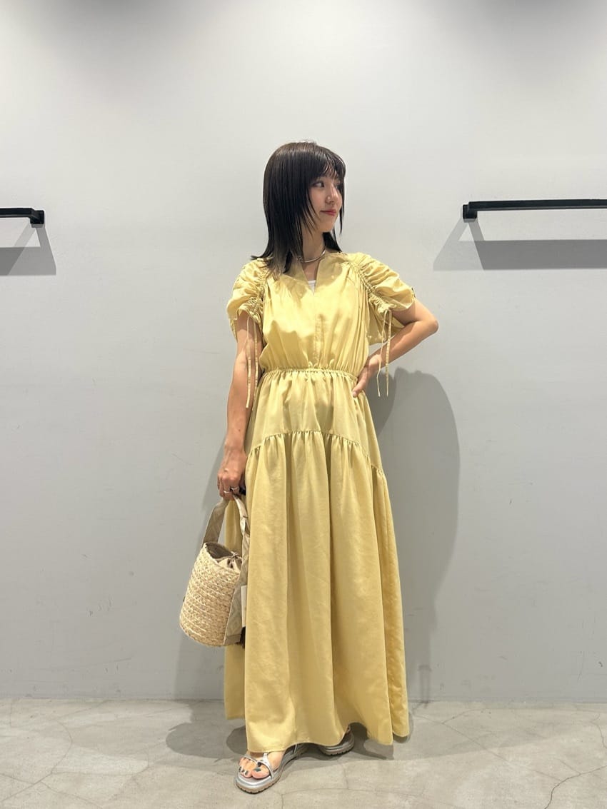 SALE★アローズ エメルリファインズ ドロストスリーブ ティアードワンピース EMMEL REFINES＞EM ドロストスリーブ ティアード ワンピース （YELLOW