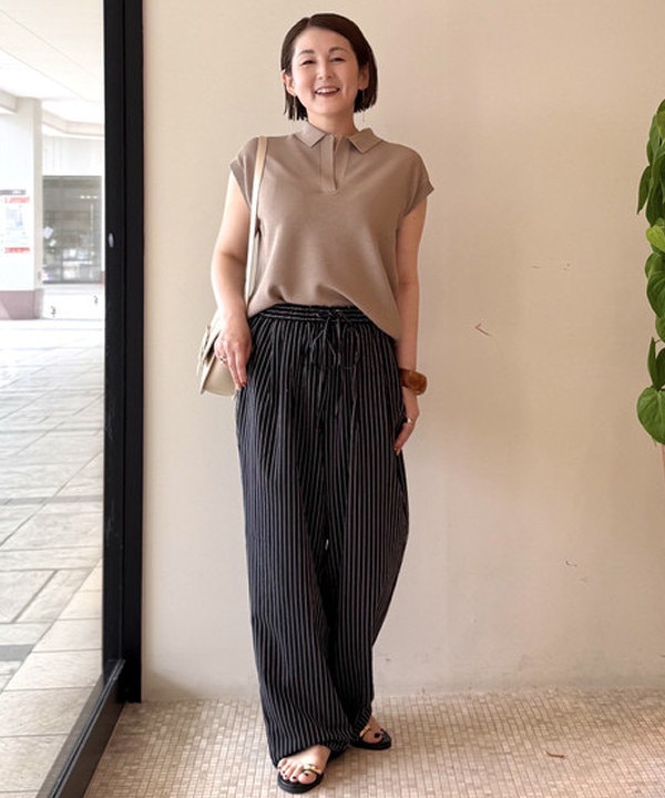 BEAMS HEARTのテーパード ストライプ イージー パンツを使ったコーディネートを紹介します。｜Rakuten Fashion(楽天ファッション／旧楽天ブランドアベニュー)5995764