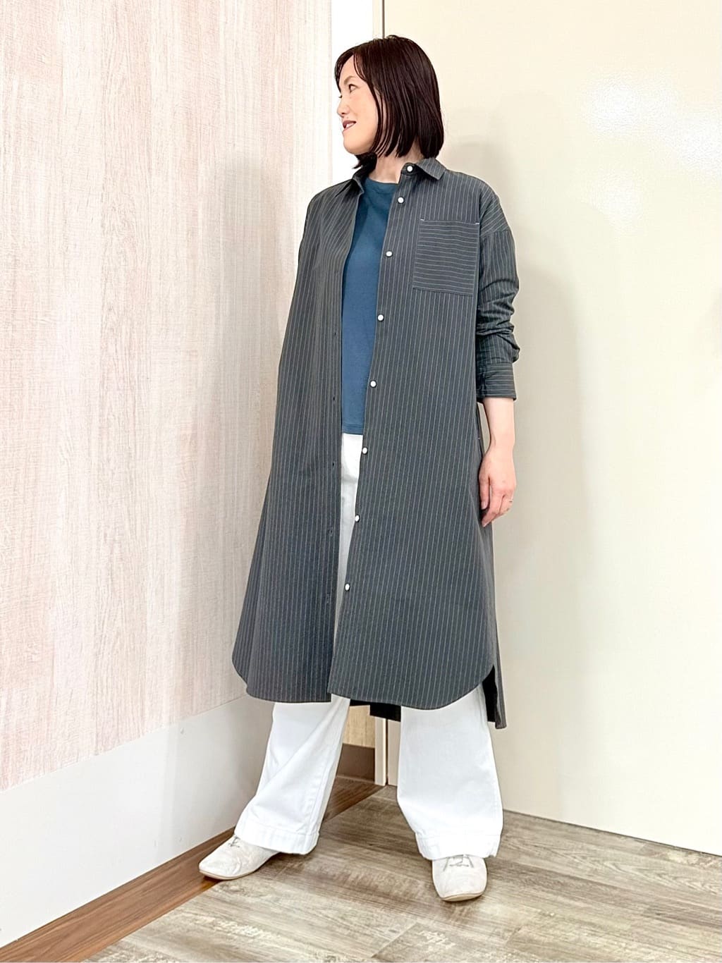 SIPULIのSlab Yarn Cotton Lawn ピンタックギャザーブラウスを