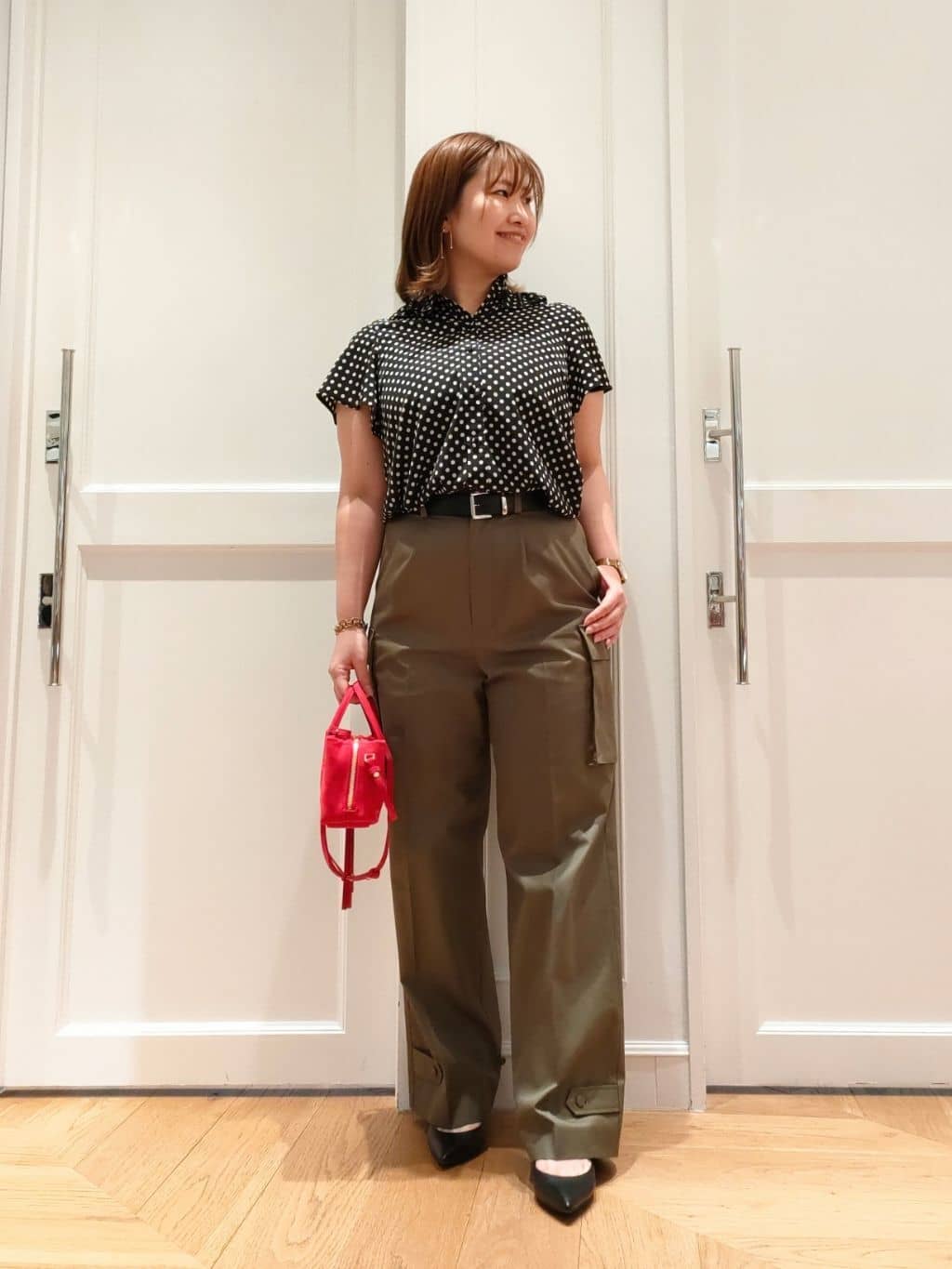 アルアバイル　ルルウィルビー デシンドットフレアスリーブブラウス LOULOU WILLOUGHBY】デシンドットフレアスリーブブラウス