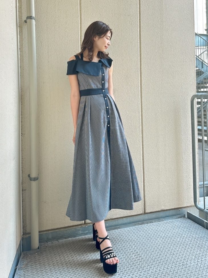REDYAZEL | バイカラーアシメショルダーワンピース | Rakuten Fashion